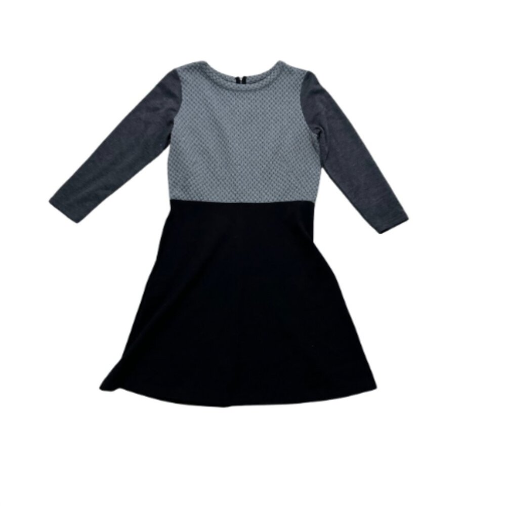 LOFT Gray and Black Long Sleeve Dress